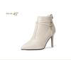 Stilettos i fransk stil: Eleganta Damskor med Spetsig Tå och Hög Klack för Höst och Vinter - Nude Mode Smala Stövletter
