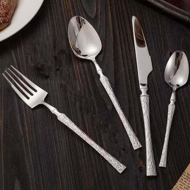 Tree Pattern Stainless Steel Knife, Fork And Spoon Western Tableware Fork And Spoon Suitable For Hotels And Western Restaurants