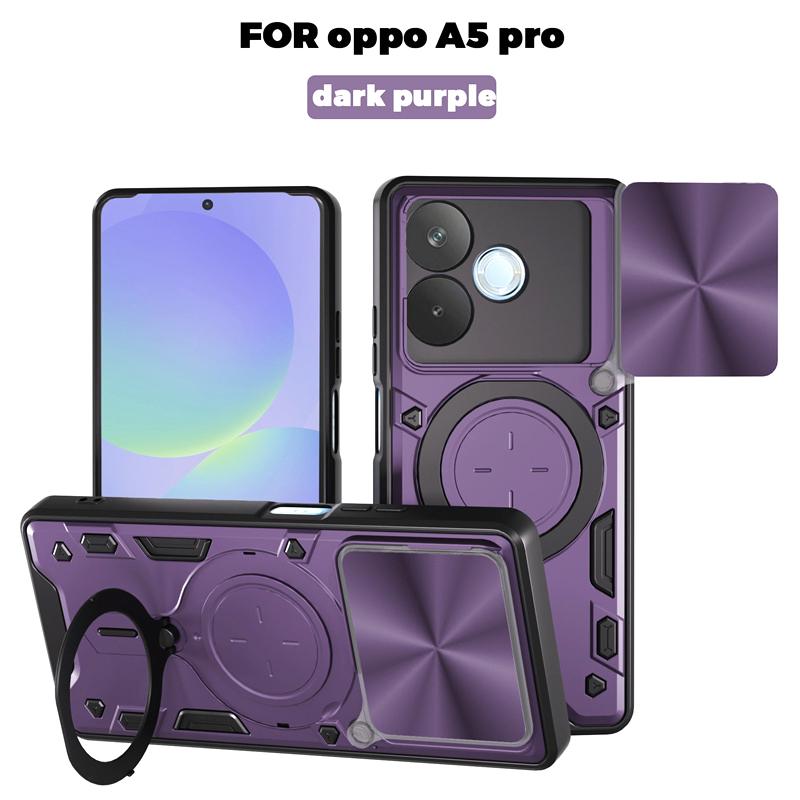 For OPPO A5 Pro 5G Case Slide Lens Protector With Ring Magnetic Holder Back Cover for Oppo Oppo A5Pro 5G Armor Silicone PC Funda
