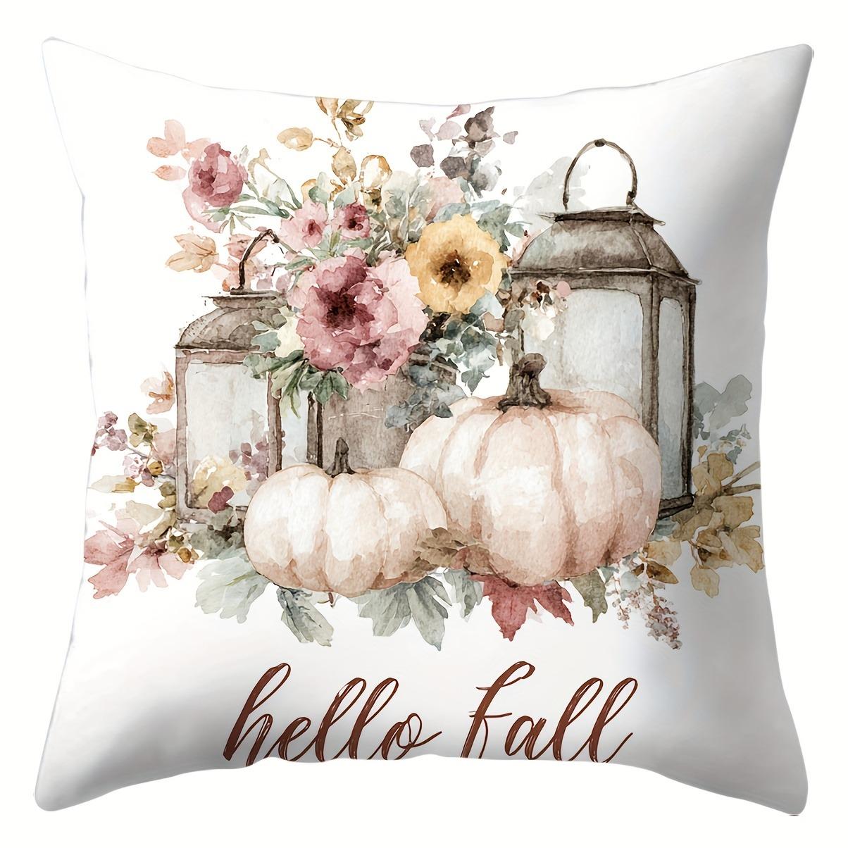 

Декор для дома Тыквы и цветы Осенние наволочки с узором Чехол для подушки Подходит для дивана Спальни Автомобиля Наволочка 16x16Inch
