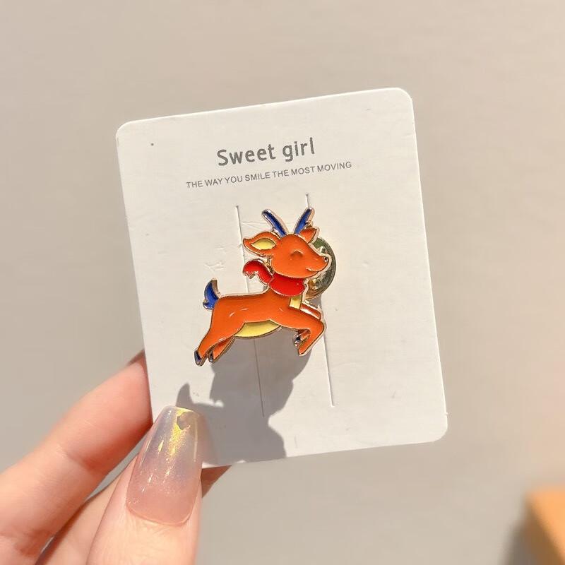 Christmas Reindeer Metal Brooch Pin Set