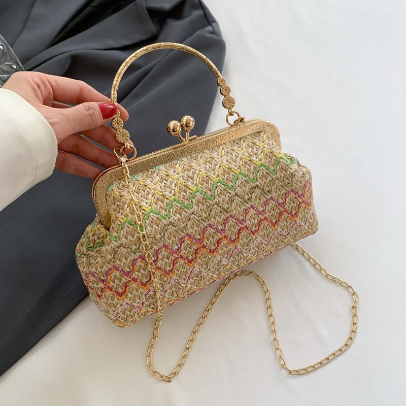 Elegant Womens Medium Woven Shoulder Bag With Polyester Lining For Daily Wear оранжевый