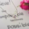 Iridescent Opal Butterfly Pendant Necklace with Silver Sweater Chain