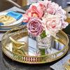 Gold Metal Jewelry Tray Round Makeup Snack Tray European Mirror Storage Tray  Bedroom Living Room