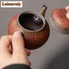Retro Kiln Change Red Old Rock Mud Teapot Handmade Tea Infuser Pot Tea Making Kettle With Ball Hole Kung Fu Tea Tea Items Gift
