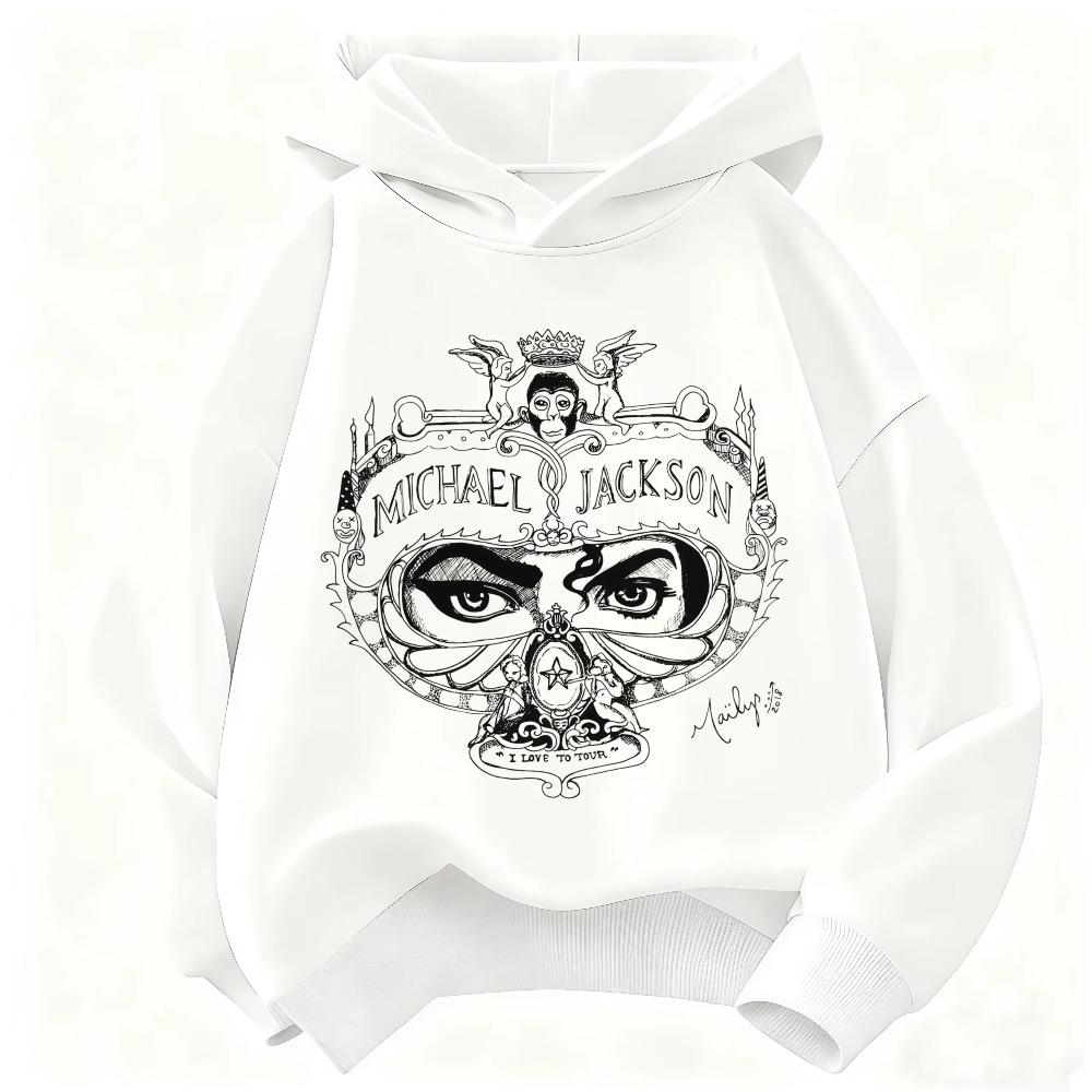 Felpa con cappuccio unisex con stampa Michael Jackson per bambini – Nuova Autunno/Inverno 2026 Felpa calda per bambini Top Grafico Icona Pop Retrò