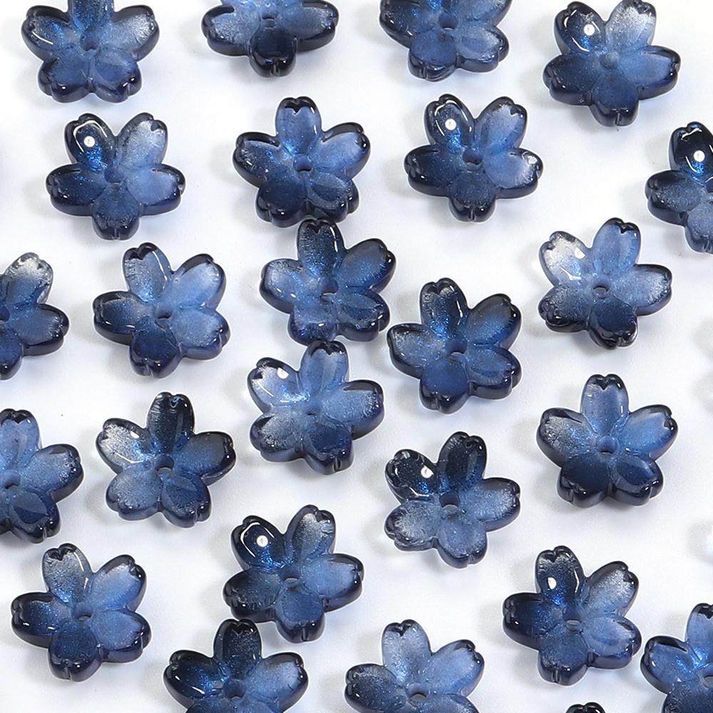50pcs 10.5mm Cherry Blossom Lampwork Beads Colorful Glass Loose Bead For Jewelry Making DIY Crafts Bracelet Necklace Accessories