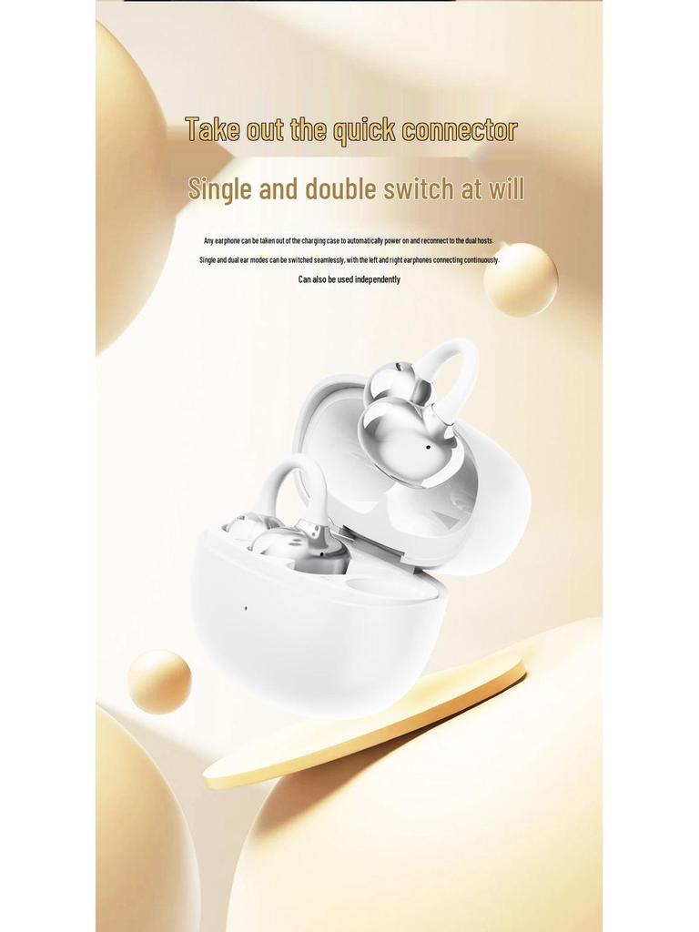 Clip-On Wireless Bluetooth Headphones, Noise-Reducing, Ultra-Long Battery Life, Sports Comfort