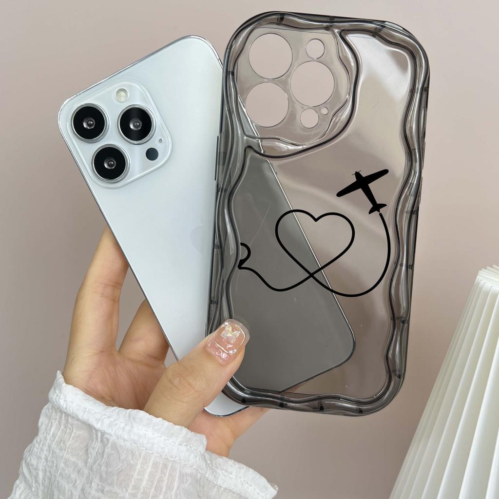 N68 Airplane flight trajectory art Soft Wavy Phone Cases for iPhone 14 Pro Max 13 mini 15 Plus XR 7 8 6 XS Max 12 11 Protective Bumper Cover