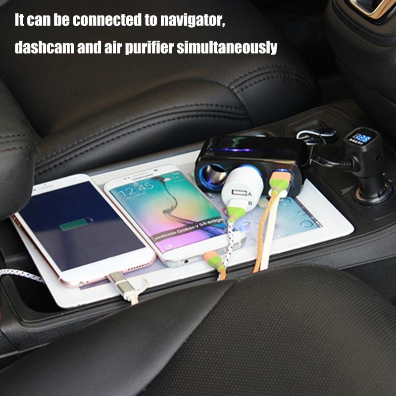 Vehicle Charging Station Double USB Port, 80W Power  Splitter with Voltages Detection for Trucks, and SUVs