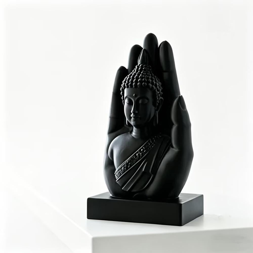 Spiritual Palm Buddha Statue Handheld Buddha Sculptures Creative Zen Desk Ornament Yoga Rooms чёрный