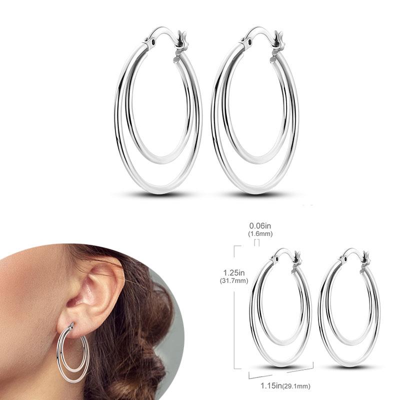 Original 925 Silver Hoops Earrings Zircon Pave Colourful Hoop Earrings For Women Fashion Jewelry Gift