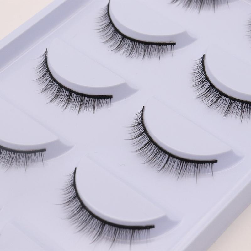 Cheap Natural Nude Makeup Cross Thick Short False Eyelashes Daily Plain ...
