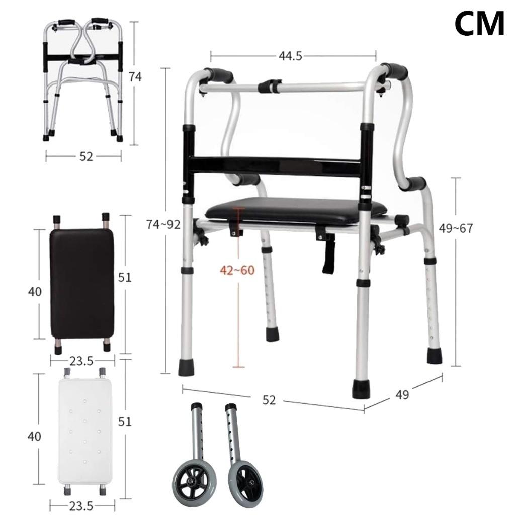 Foldable Elder Walking Frame Adjustable Curve Handle Lightweight Walker Aid Frame Medical Rehabilitation Training Bracket