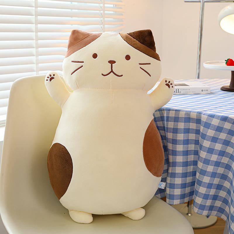Cute Cheese Cat Pillow Plush Toy Girl Sleeping with Her Doll On The Bed Warm and Warm Birthday Gift for Her Girlfriend
