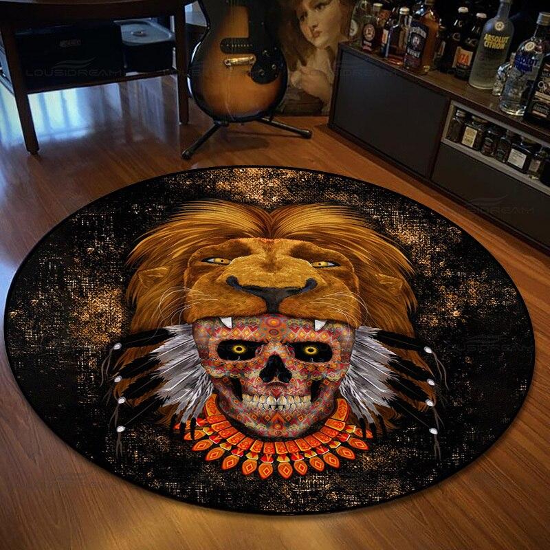 

Ковер со страшным рисунком черепа, нескользящие круглые коврики с рисунком животных, напольные коврики, ковры для спальни, ковры для гостиной 60cm x 60cm