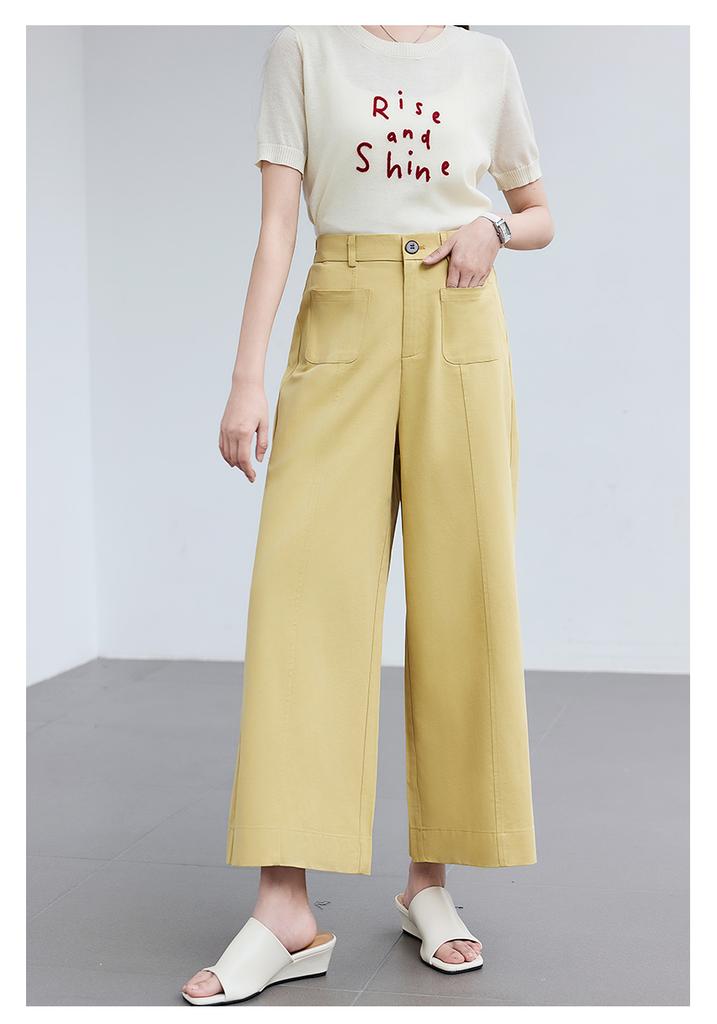 Summer "Nine Cent Overture" Series High-Waist Loose Nine-Cent Wide-Leg Pants