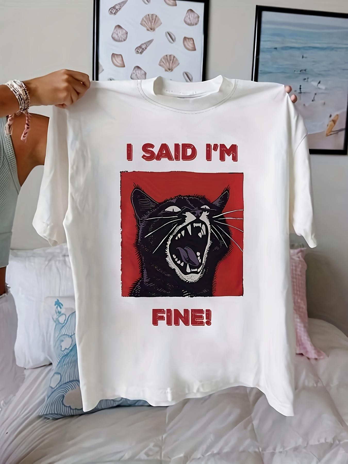 

Womens Plus Size Black Cat Pattern Tshirt Cotton Breathable Fashionable and Versatile Unisex Streetwear Oversized 3XL