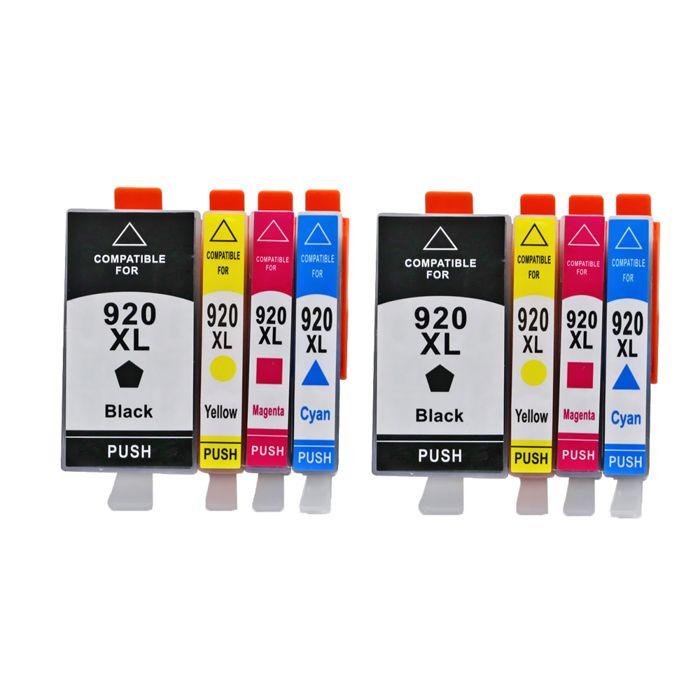 Cartouche d'encre Compatible 920XL - CHOUMICHA - Pack de 8 - Autres couleurs - Compatible HP Officejet