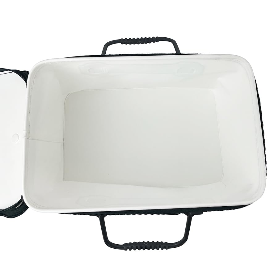 Tsulino Folding Bucket with Handle and Lid, 40cm, White