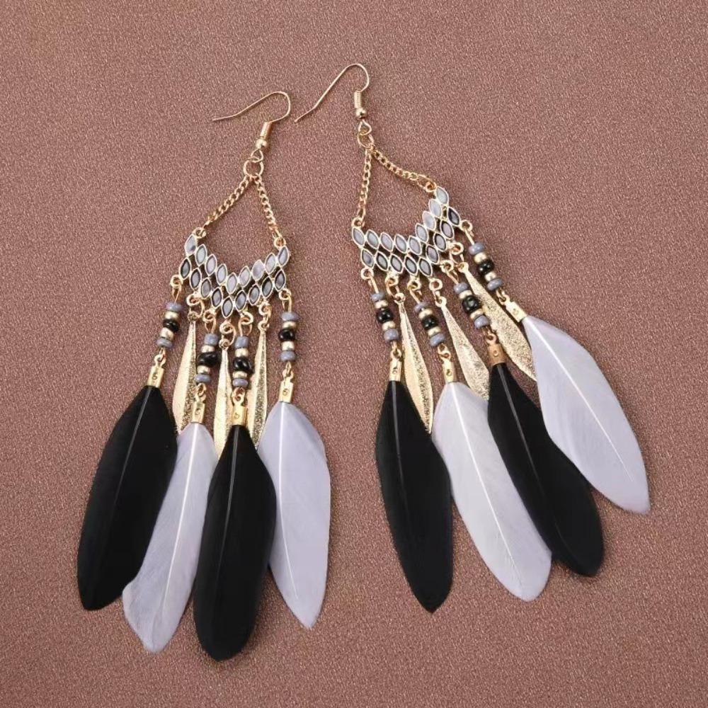 with Tassel Long Tassel Earrings Alloy Ethnic Style Earrings New Trendy Earrings