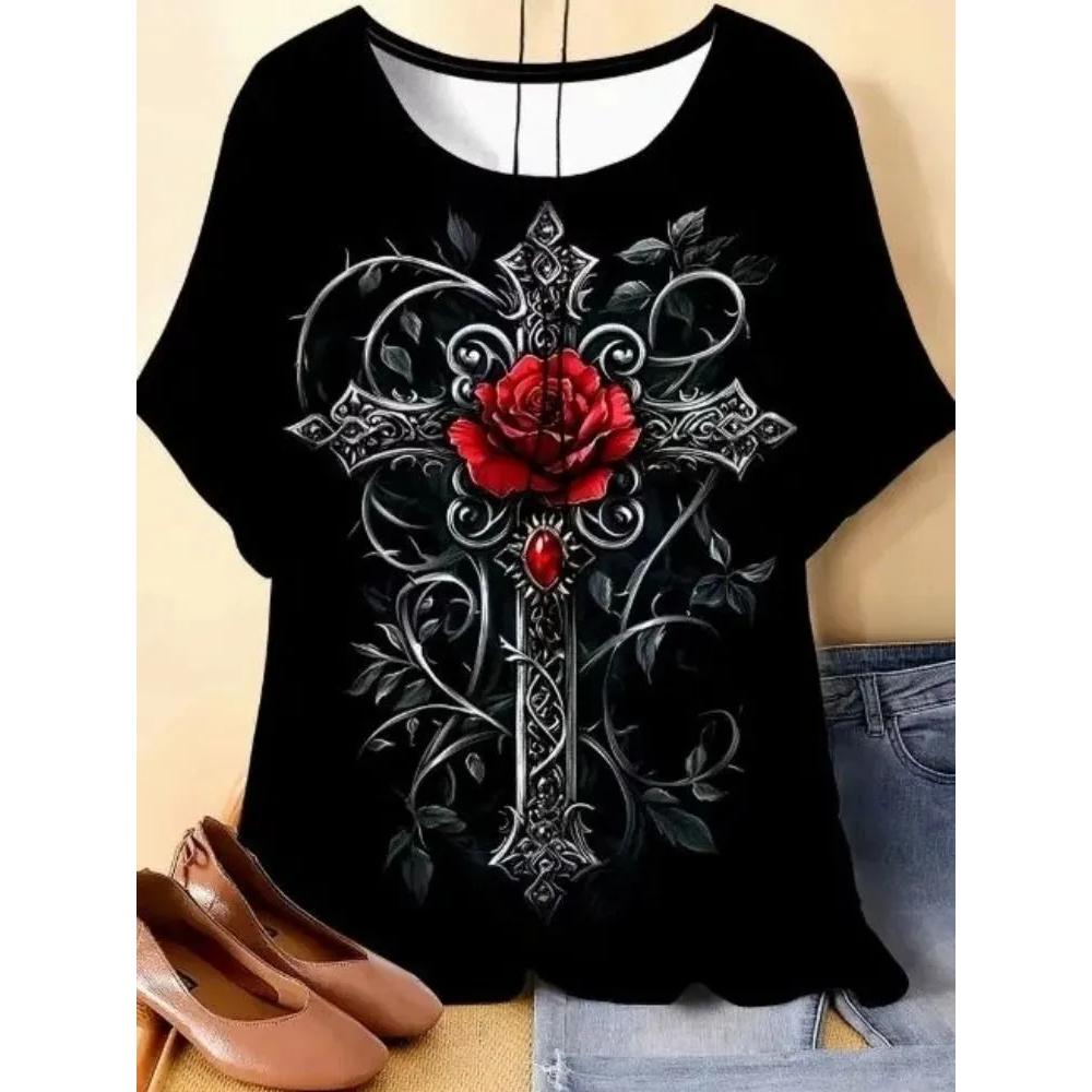 Lässiges vielseitiges Damenoberteil Lässiges Rundhalsausschnitt Kurze Ärmel Locker Einfache T-Shirts Damen