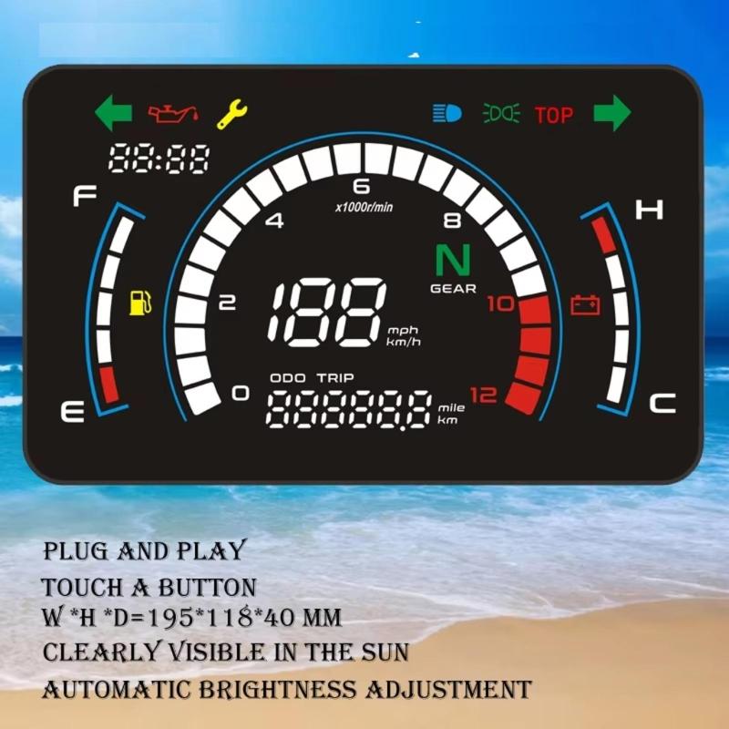 Universeller Motorrad-Tachometer Digitaler Geschwindigkeitsmesser Drehzahlmesser Armaturenbrett Instrumententafel Meter für EX5 Dream/EX5 Ipowed