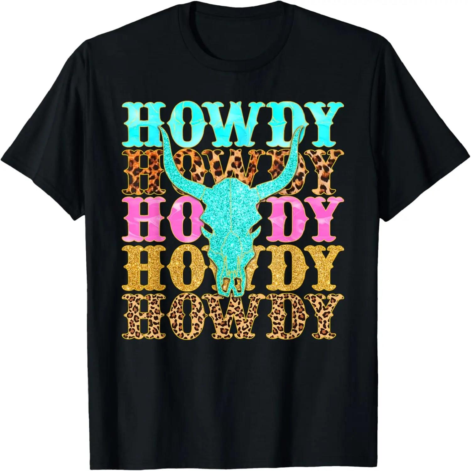 

Западная Страна Леопард Howdy Череп Быка Ковбойское Родео Футболка S чёрный