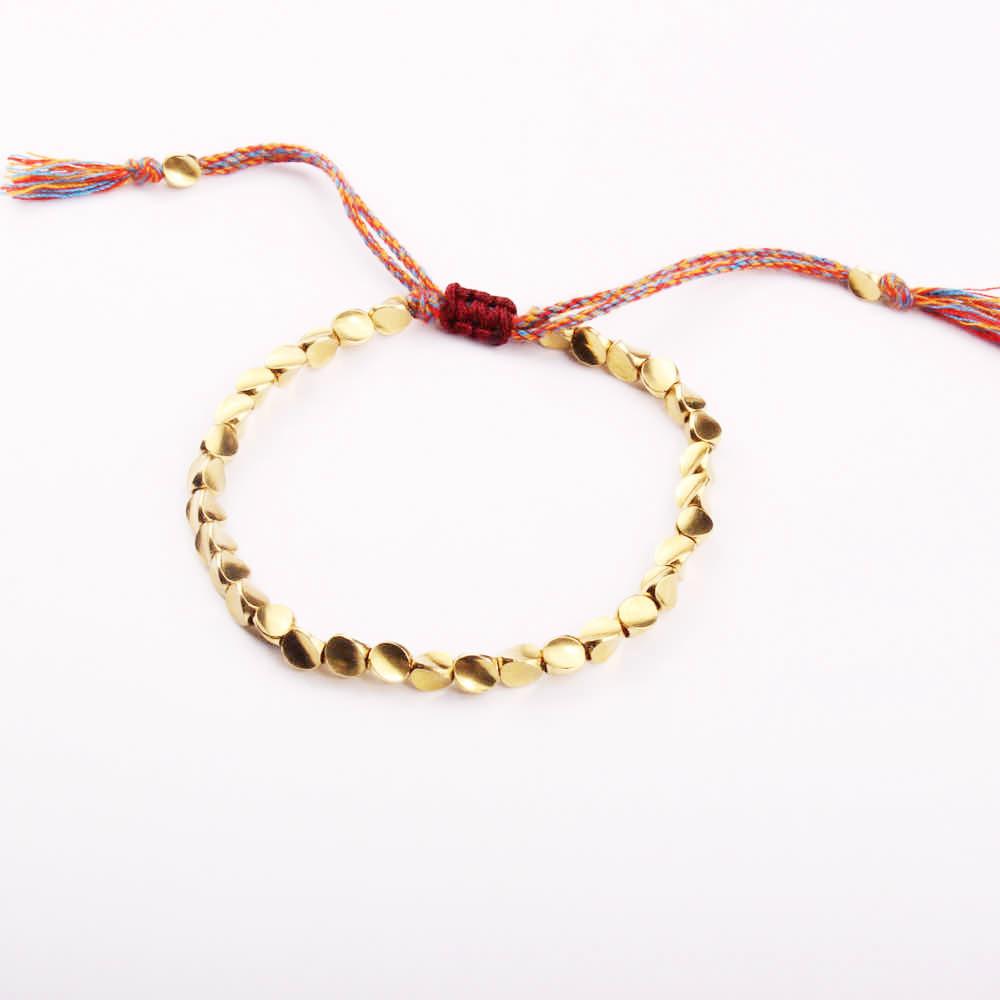 Lady's Braided Bracelet with Copper Beads and Tassels Braided Bracelet Vintage Braided Bracelet