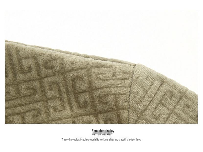 Men's Double-Sided Chenille Jacquard Round Neck Hoodie, Velvet-Lined, Loose Fit, Winter 2025 Warm Top