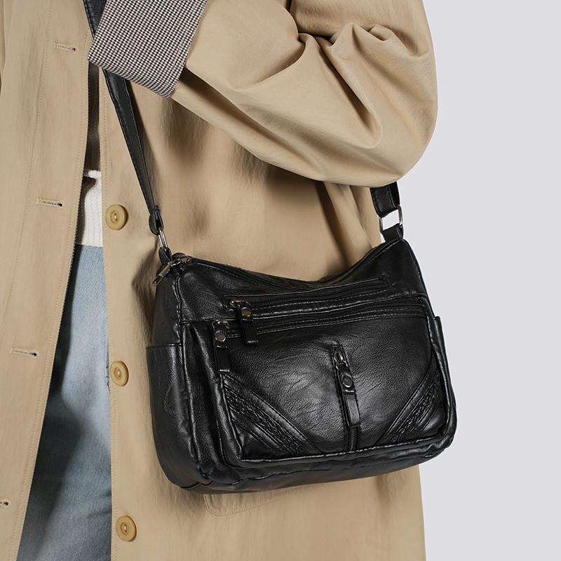 Pu Crossbody Bag for Women – Vintage Design with Multiple Pockets & Adjustable Strap – Perfect for Daily Use & Casual Outings