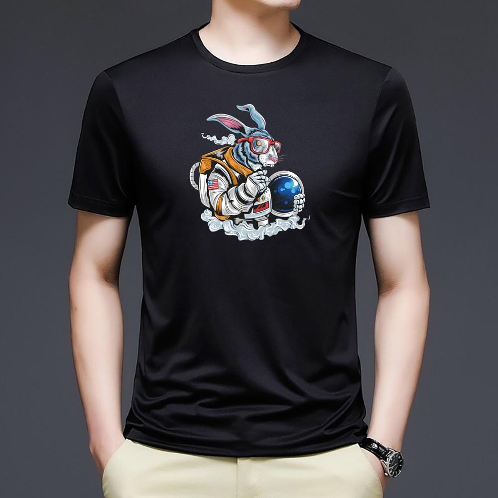 Summer Top Mens T Shirts Harajuku Casual Clothes Short Sleeve Fashion Astronaut Printed O Collared Tshirts Fashion Soft Pullover