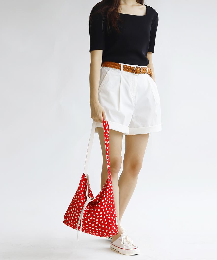 Socharming Plain Easy Reversible Shoulder Bag - Floral Red