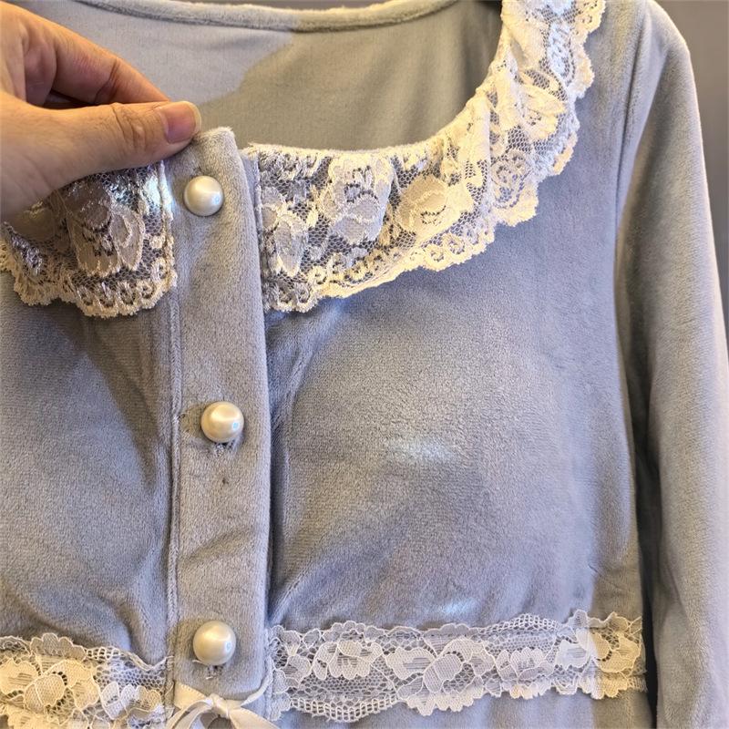 Damen Langarm-Pyjama-Set mit Brustpolstern - Kuscheliges Fleece, Verjüngend, Leichte Wärme, Perfekt für Herbst und Winter.