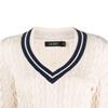 Polo Ralph Lauren SS23 Color Block Zopfmuster V-Ausschnitt Pullover Damenpullover Off-White 200902626-001