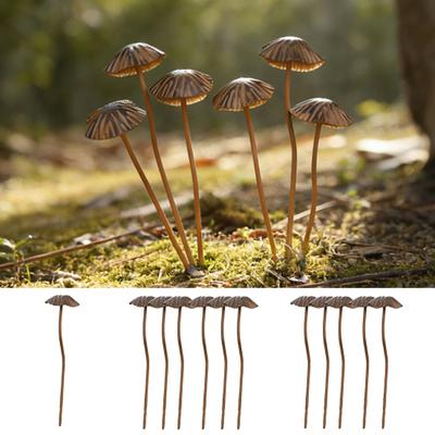 1/5/6/8/10Pcs Wrought Iron Mushroom Decoration Set Lightweight Stable Structure Desk Ornament Garden Home Decor