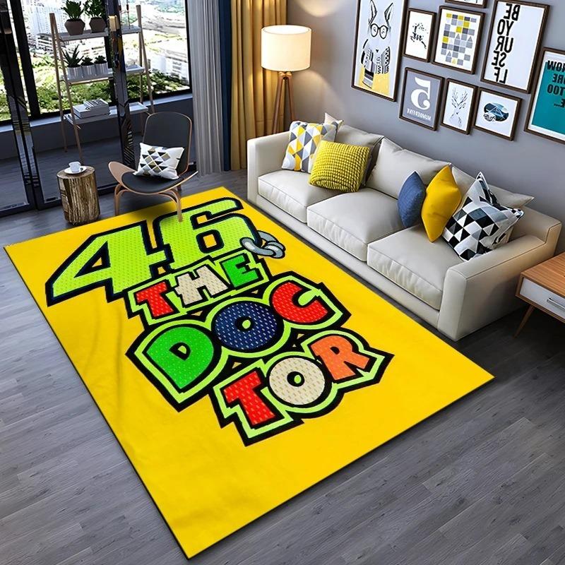 Covor Negru Galben pentru Motociclist Pista de Curse Covor pentru Sufragerie cu Design Dinamic Decorațiune pentru Casă Covor Antiderapant