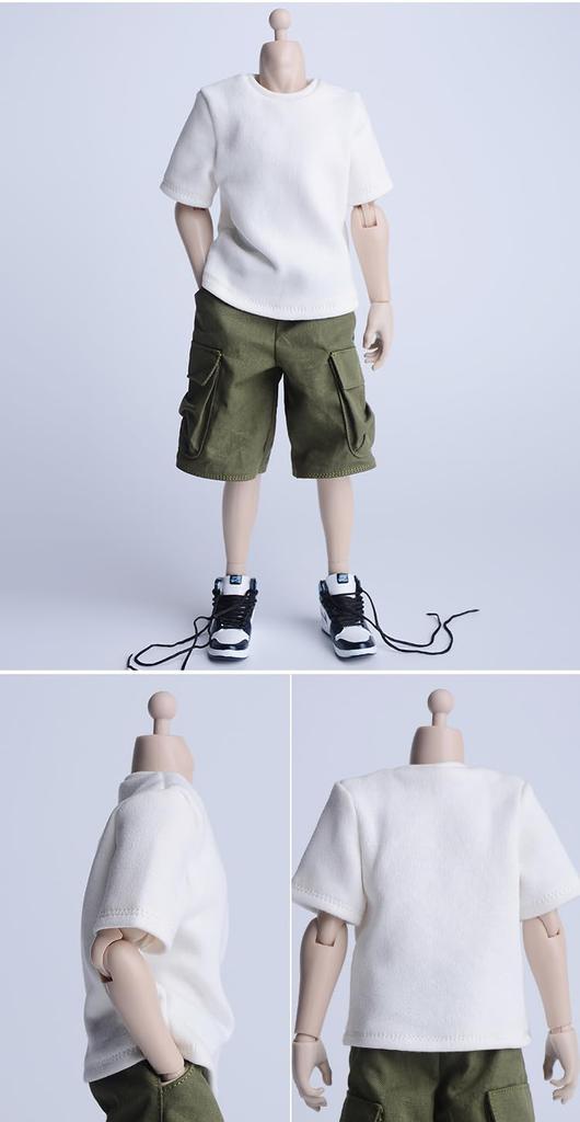 1/6 Scale Male/female Universal Movable Action Figure Costume T-shirt (body, Head, Shoes, Etc. Not Included) White