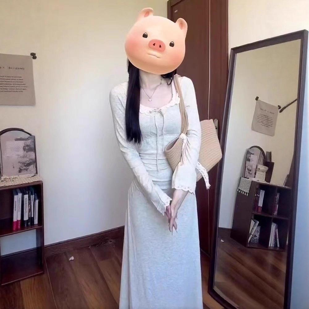 French temperament waist thin long-sleeved dress children's new early autumn cold and good-looking belly-covering long skirt