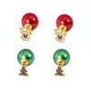 Xinyixin Christmas Tree Reindeer Zircon Stud Earrings with Colorful Bead Backs