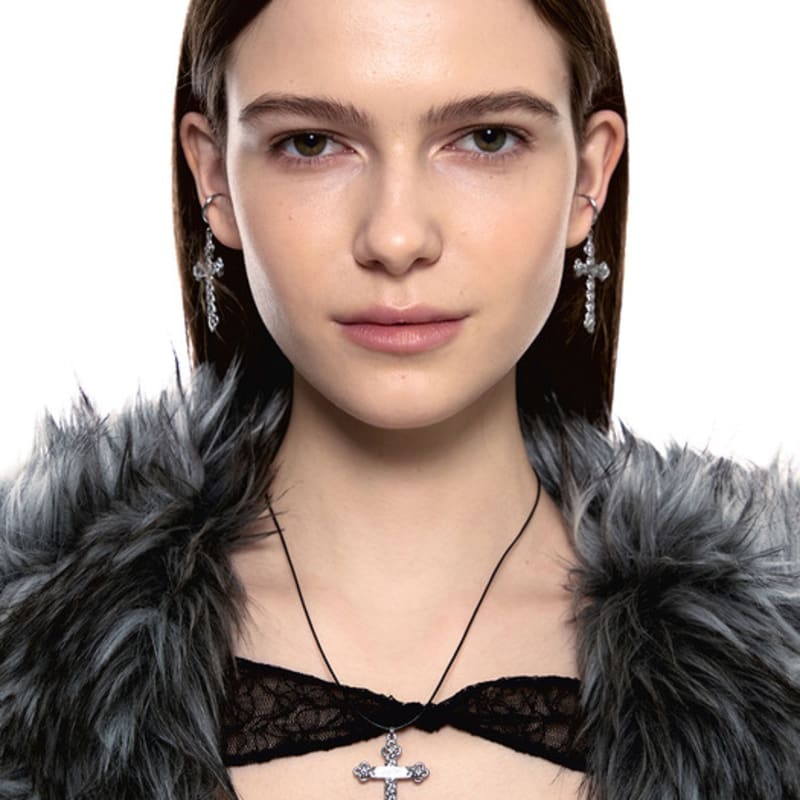 SENTIMENTS No.475 [silver] KnoT CROSS LEATHER Necklace