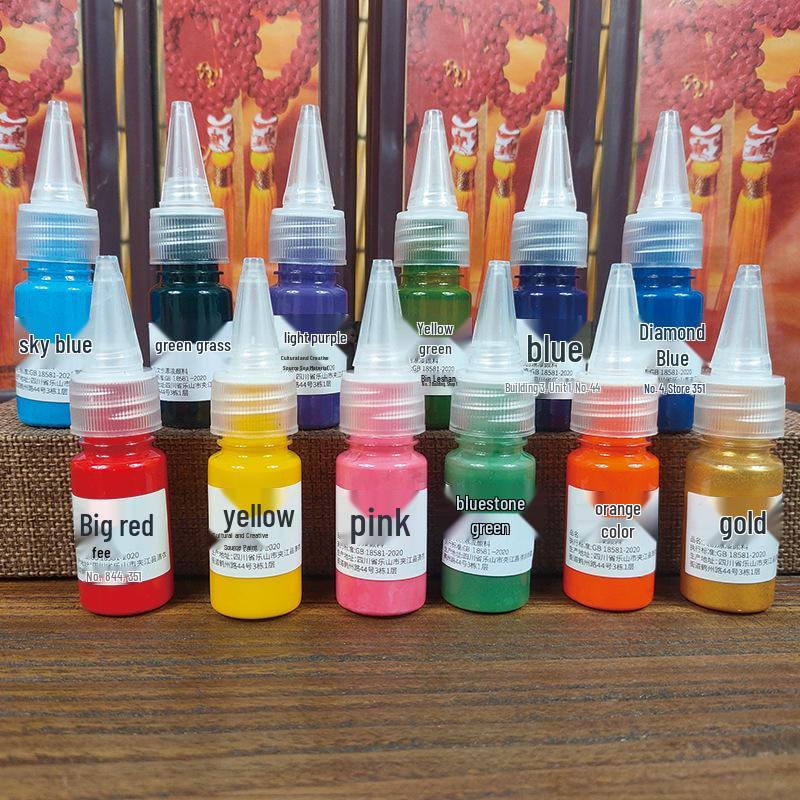 Handmade DIY Lacquer Fan Pigment Set: 12-Color Water Transfer Material Pack for Round Fans