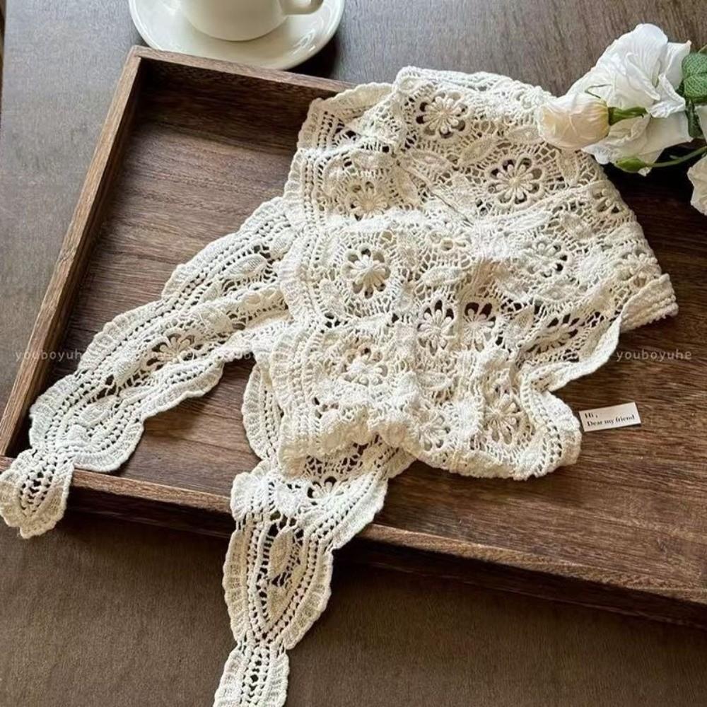 Hollow Out Hair Scarf Beige Waist Belt Scarf Fashion Knitted Headscarf Women
