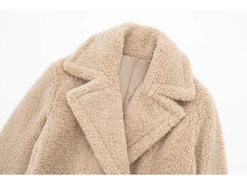 Doppelreihiger Wollfleece-Mantel - Dicke warme Herbst-/Winter-Überbekleidung für europäische und amerikanische Märkte (1255700)