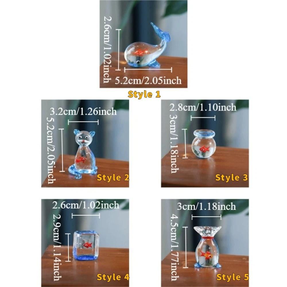Transparent Mini Pocket Fish Ornaments Simulation Cartoon Glass Pocket Fish Figurine Handcrafted Decorative Pocket Fish Statue
