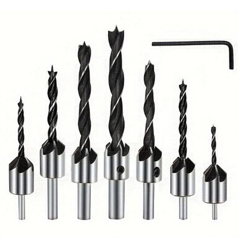 Countersink Drill Bit Set High Speed Steel For Wood Chamfer Boring Woodworking Tool Carpentry Reamer Counterbore Pilot Hole Cut