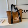 New Style Canvas Bag with Large Letter Print, Casual and Fashionable Shoulder Bag