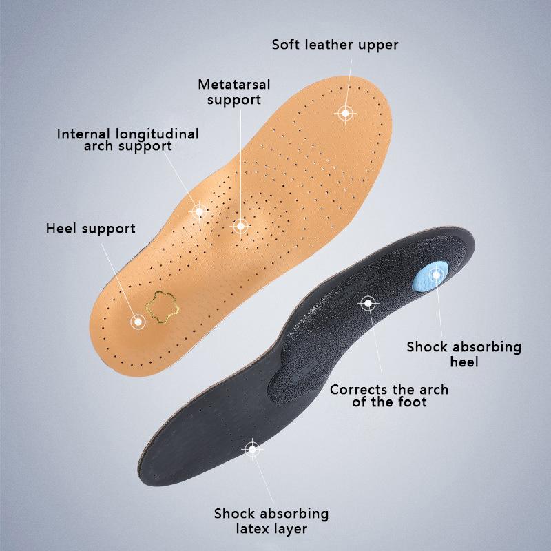 1Pair Leather Orthopedic Insoles Arch Support Insole Flat Feet Plantar Fasciitis Shoe Pads Quality Leather Deodorising Shoe Sole