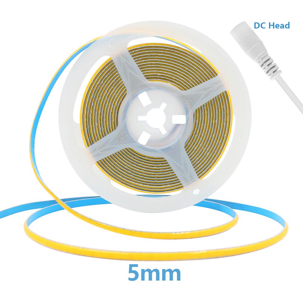 BMW 12V 24V 3mm 5mm PCB COB LED Strip Light 384LED/m 2Pin Wire/DC Plug High Density Linear Lighting 3000K 4000K 6000K 8mm Flex Tape