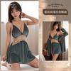 Sexy Golden Velvet Pajamas Autumn and Winter New Models with Chest Pads, Suspenders, Nightgown Set, Nightgown, Lace Two-piece Loungewear